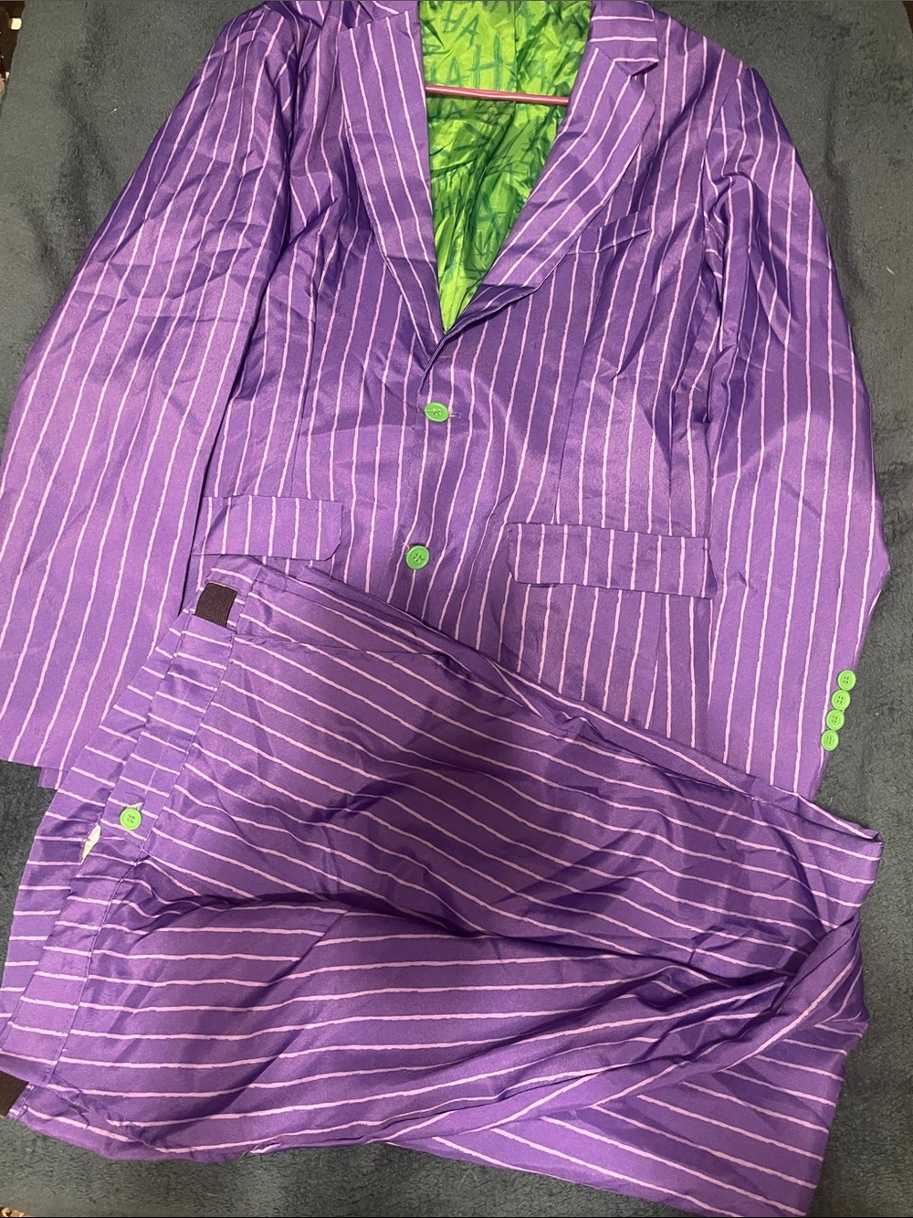 Spirit Purple Pinstripe Joker 💚🃏💜Dress Pants and Coat
